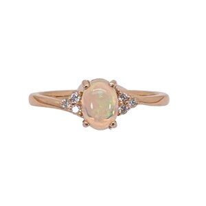 Ethiopian Opal Ring in Solid 14K Rose Gold with Diamond Accents
